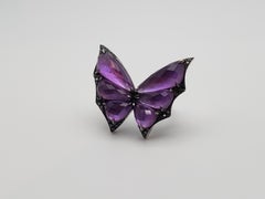 Stephen Webster Schmetterling 12 CT Amethyst Schwarzer Diamant 18K Weißgold Ring