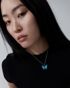 Stephen Webster Butterfly Pendant Crystal Haze Blue and Black Opalescent
