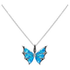 Stephen Webster Butterfly Pendant Crystal Haze Blue and Black Opalescent