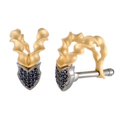Stephen Webster Capricorn Silver Yellow Gold-Plated Sapphire and Onyx Cufflinks