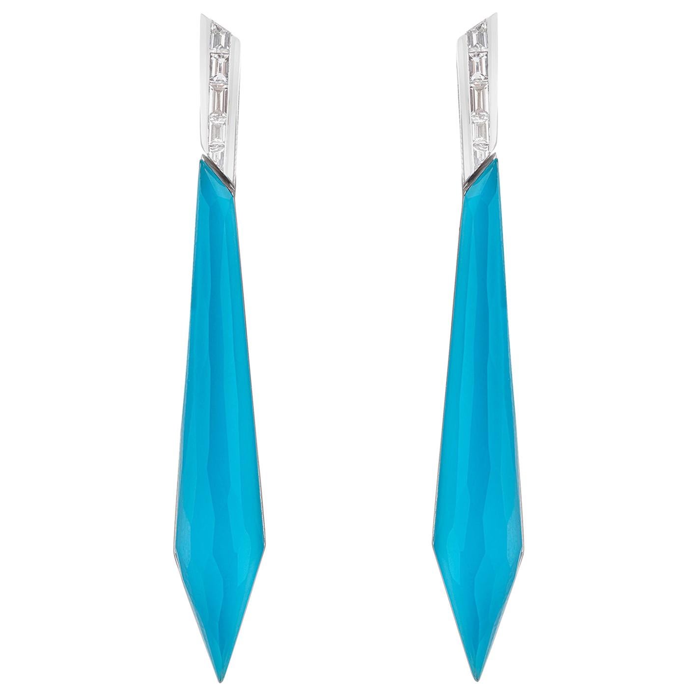 Stephen Webster CH₂ Turquoise Crystal Haze and Diamonds Stiletto Earrings