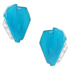 Stephen Webster CH₂ Turquoise Crystal Haze and White Diamonds Cuff Earrings