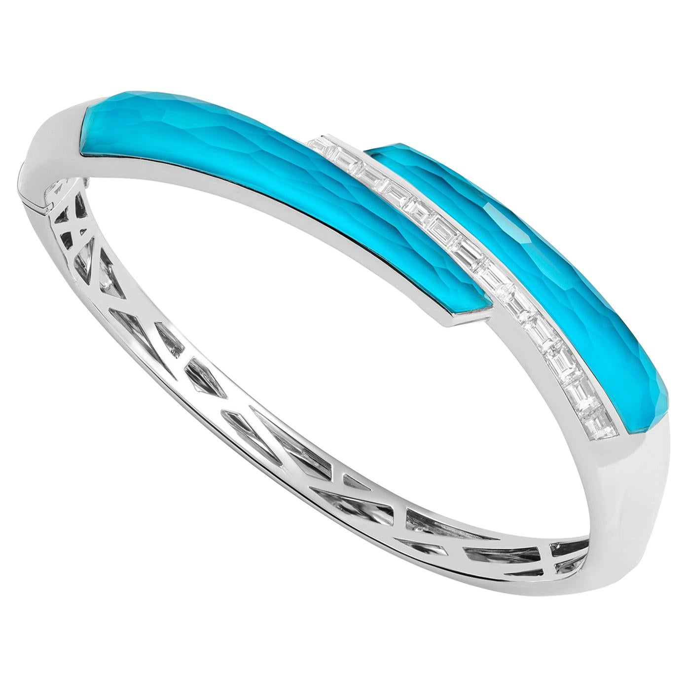 Stephen Webster CH₂ Turquoise Crystal Haze and White Diamonds Shard Bangle