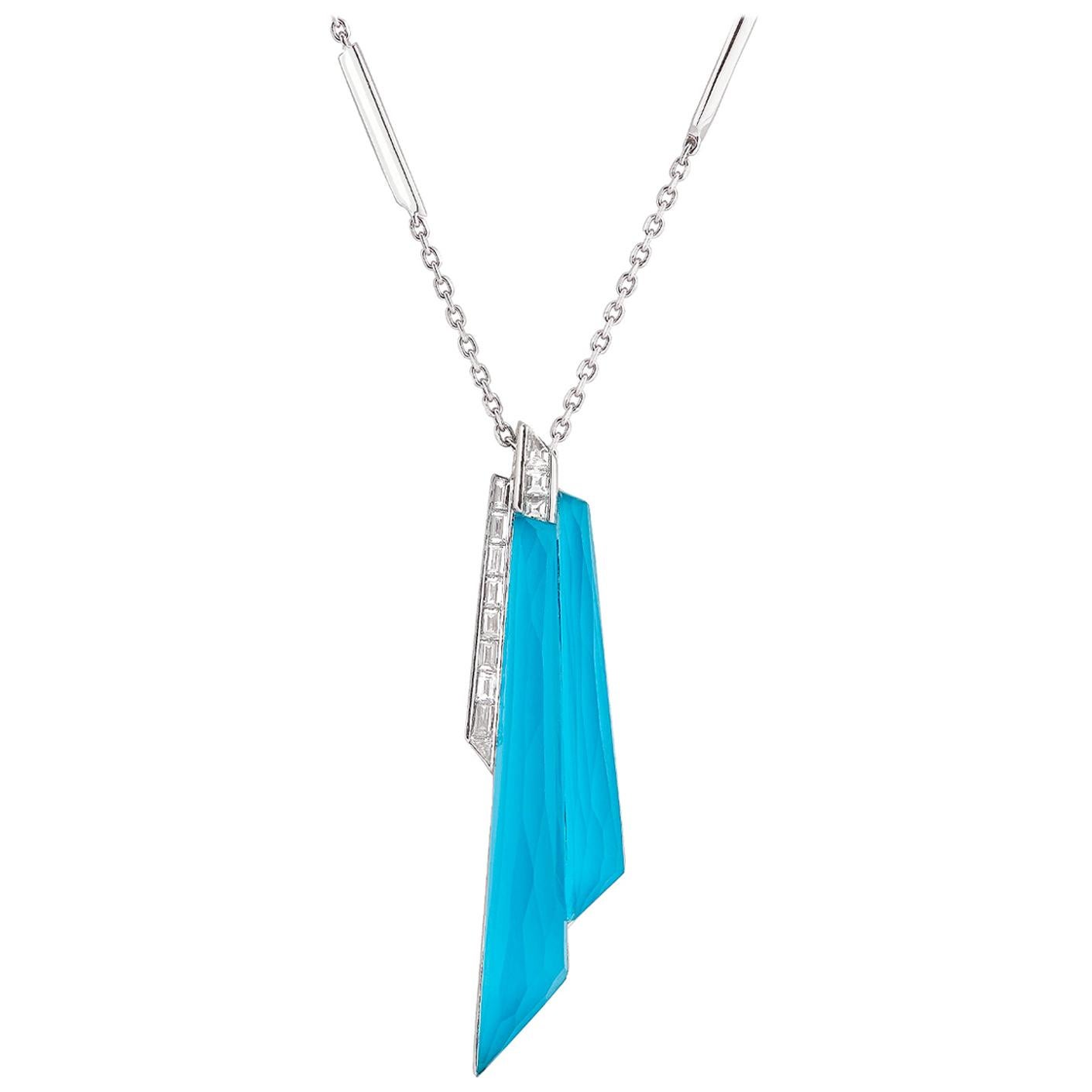 Stephen Webster CH₂ Turquoise Crystal Haze and White Diamonds Shard Pendant