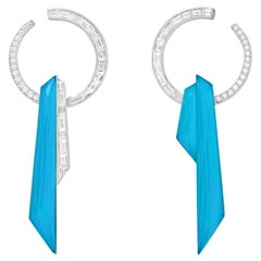 Stephen Webster CH₂ Turquoise Crystal Haze and Diamonds Shard Hoop Earrings