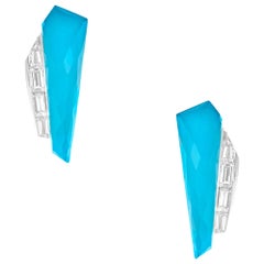 Stephen Webster CH₂ Turquoise Crystal Haze and Diamonds Slimline Cuff Earrings