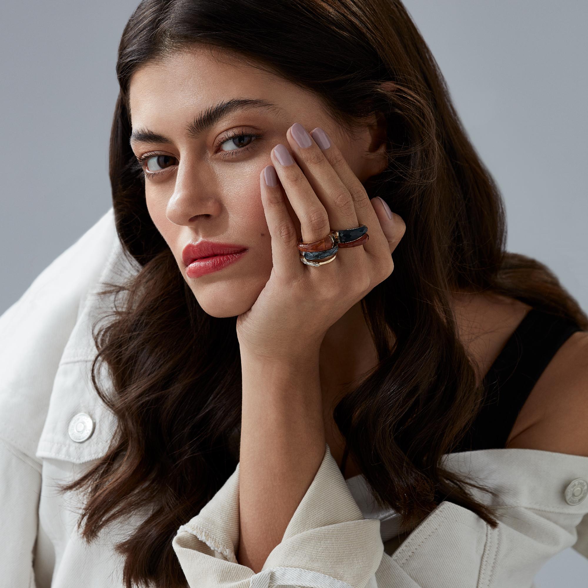 For Sale:  Stephen Webster CH₂ Falcon's Eye Crystal Haze and White Gold Shard Stack Ring 4