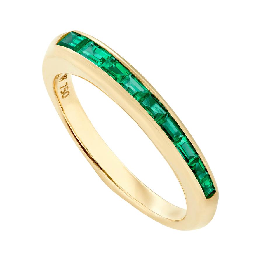 Stephen Webster CH₂ Green Emeralds and 18 Carat Yellow Gold Baguette Stack Ring