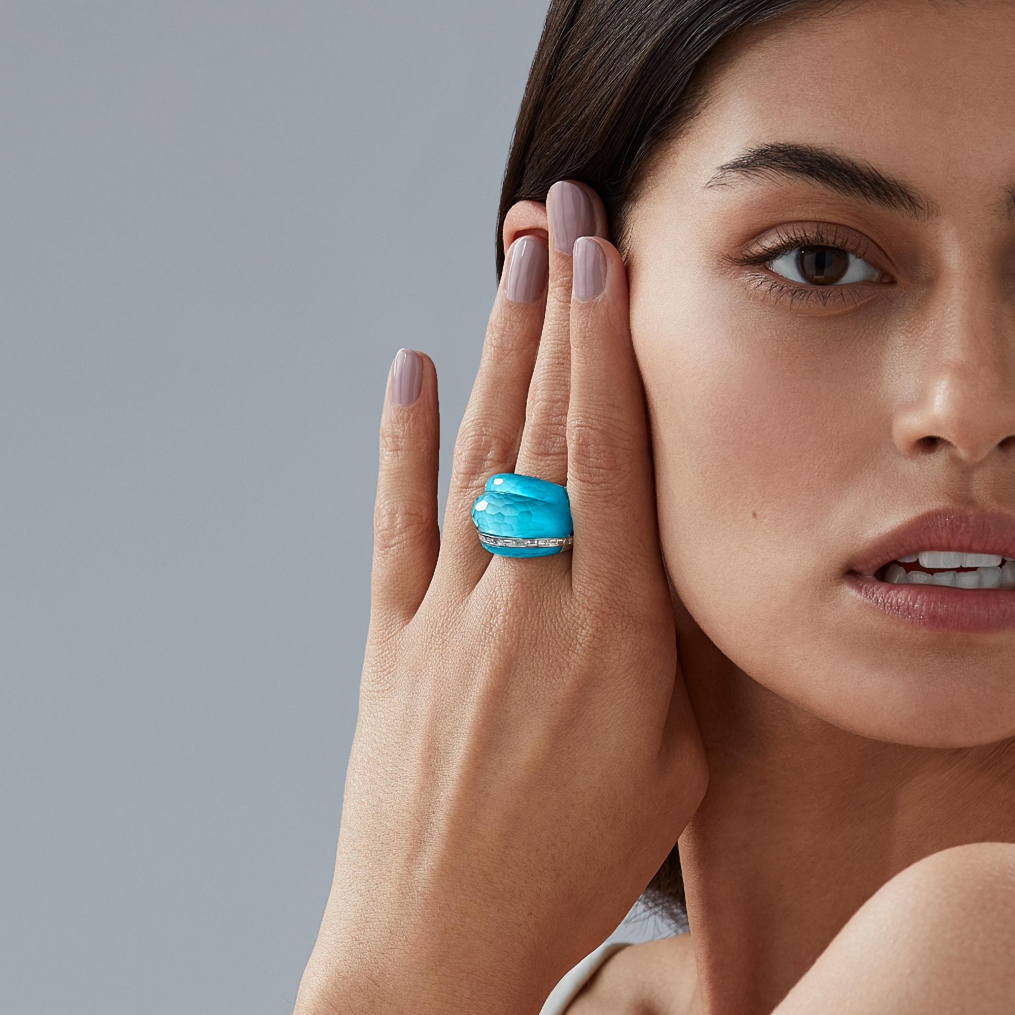 Stephen Webster CH₂ Turquoise Crystal Haze and White Diamonds Cocktail Ring 4