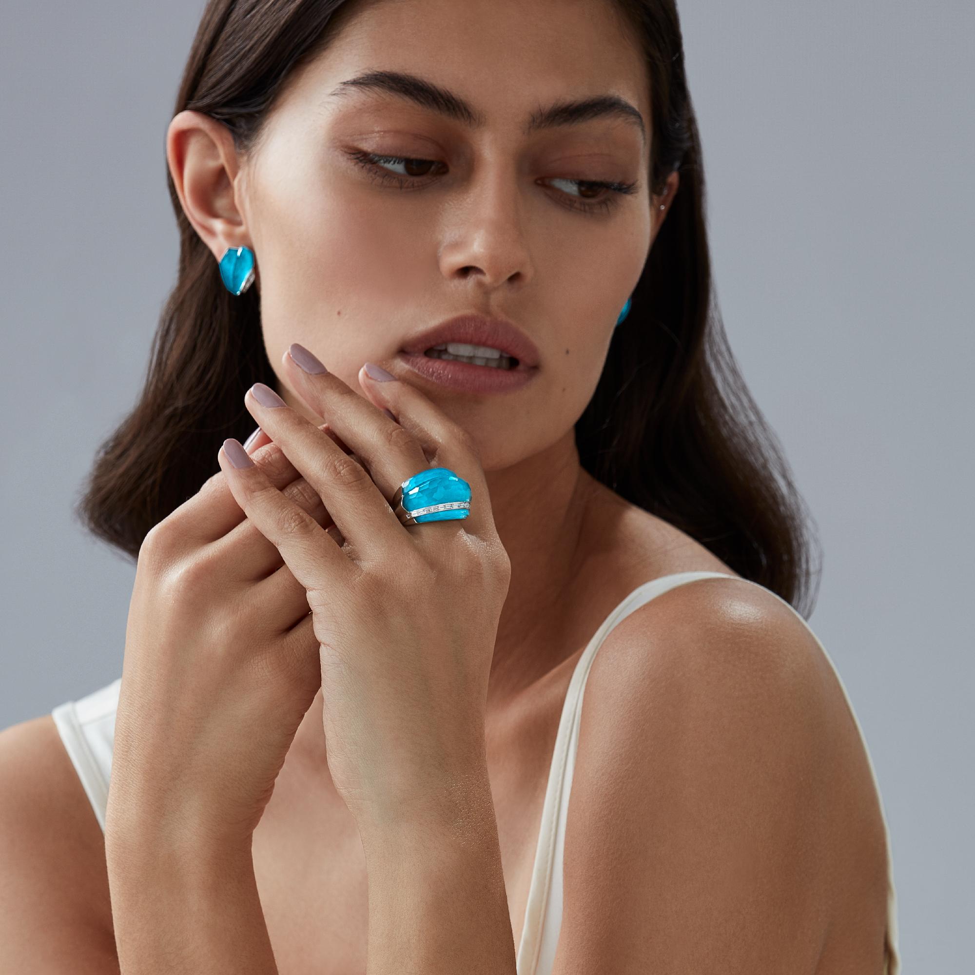 Stephen Webster CH₂ Turquoise Crystal Haze and White Diamonds Cocktail Ring 5