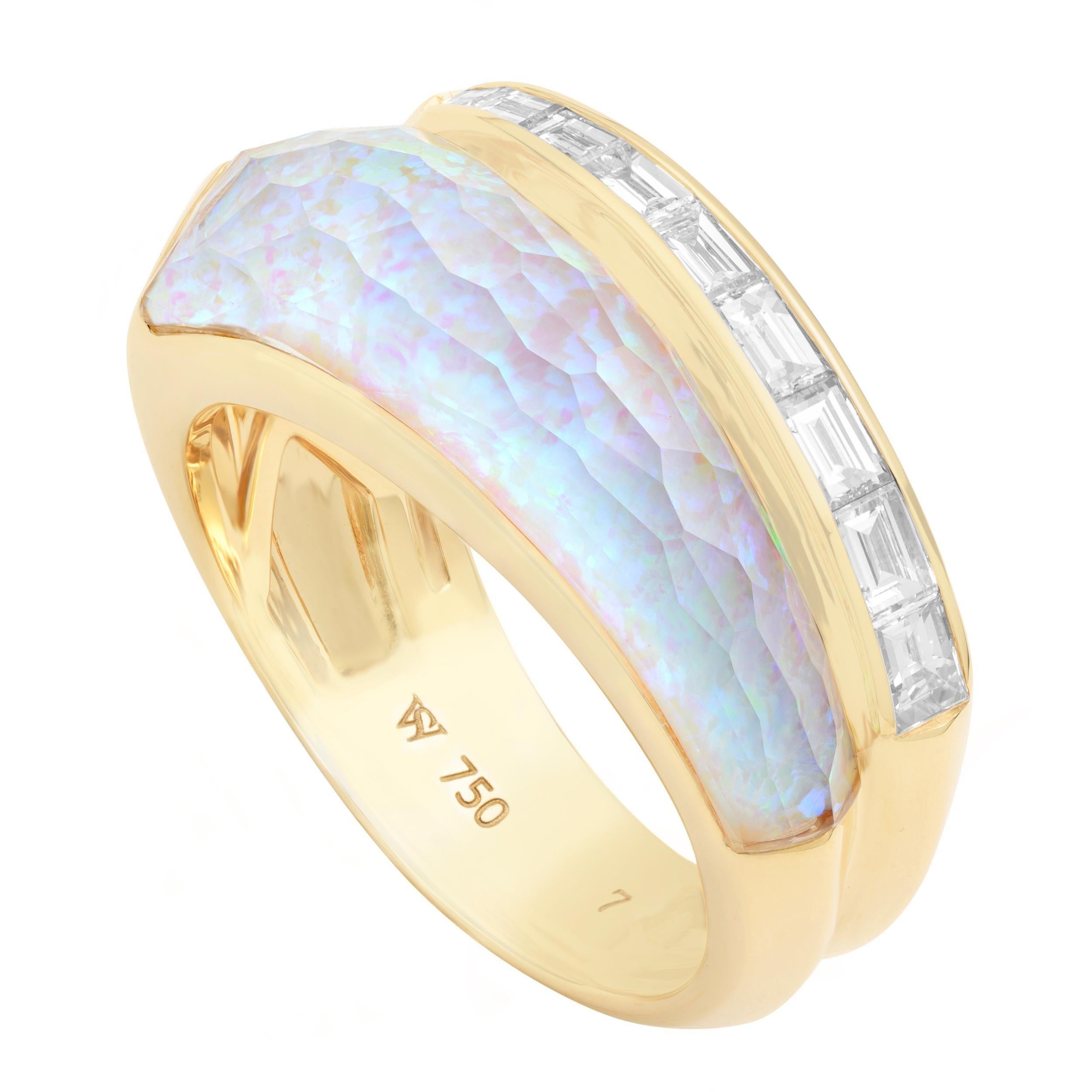 Stephen Webster CH₂ White Opalescent Crystal Haze and Diamonds Slimline Ring 4