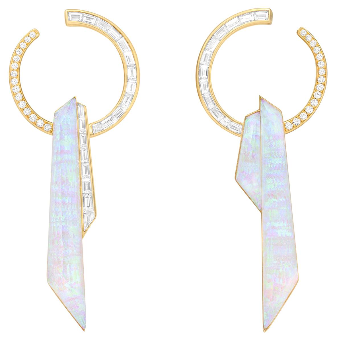 Stephen Webster CH₂ White Opalescent Crystal Haze Shard Hoop Earrings