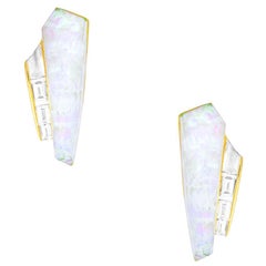 Stephen Webster CH₂ White Opalescent Crystal Haze Slimline Cuff Earrings