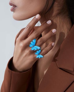Stephen Webster Cocktail Ring Butterfly Crystal Haze Blue Opalescent