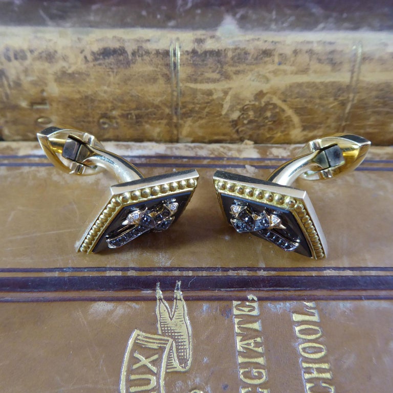 Stephen ster Contemporary Diamond Cufflinks, Gothic Style, 18 Carat