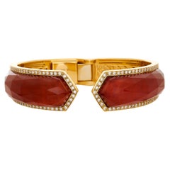 Stephen Webster Coral Quartz and Diamond Haze Cuff Bracelet