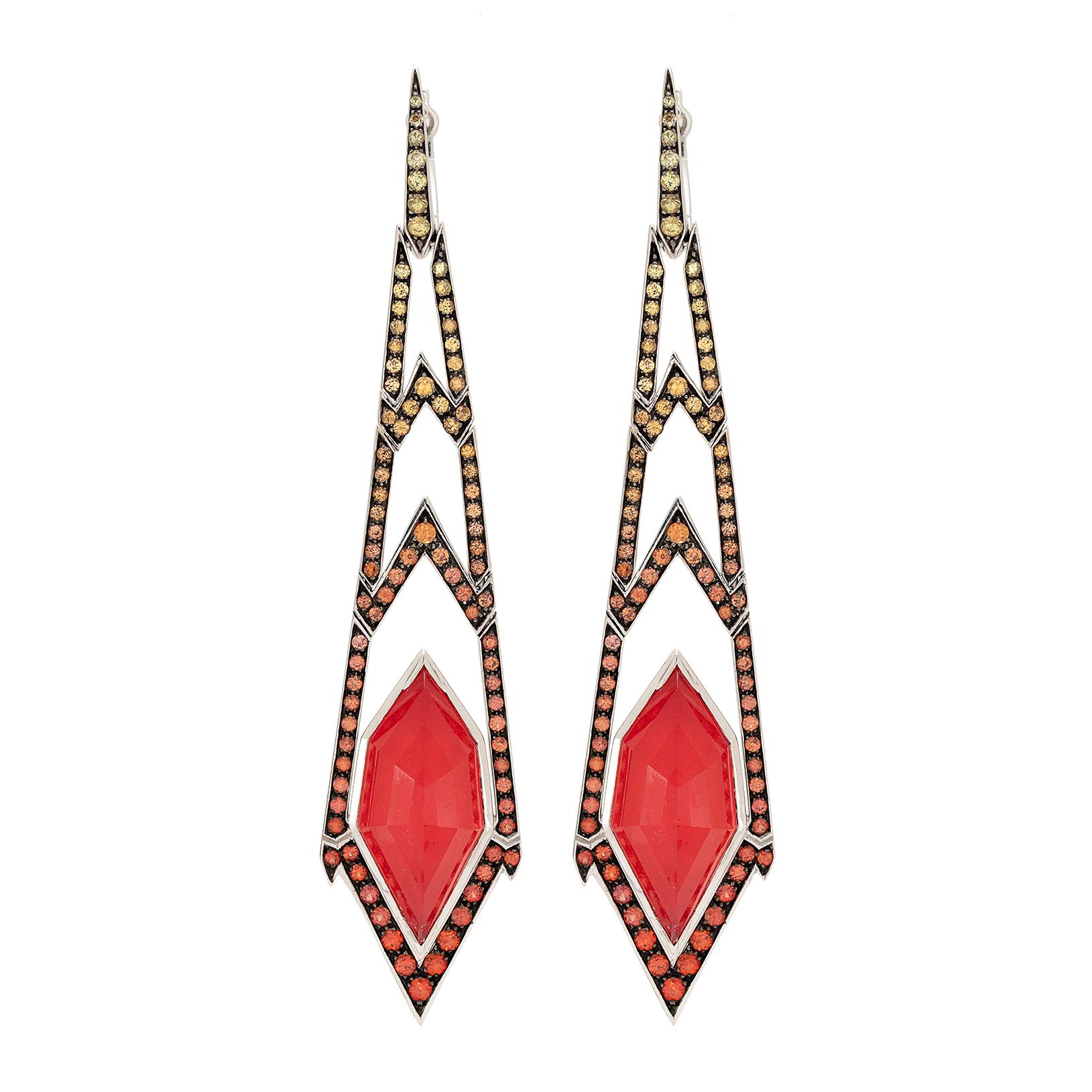 Stephen Webster Coral, Quartz and Multi-Color Sapphire Earrings