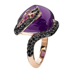 Stephen Webster Couture Voyage Cobra Gedrehter Ring aus 18 Karat Roségold und Amethyst