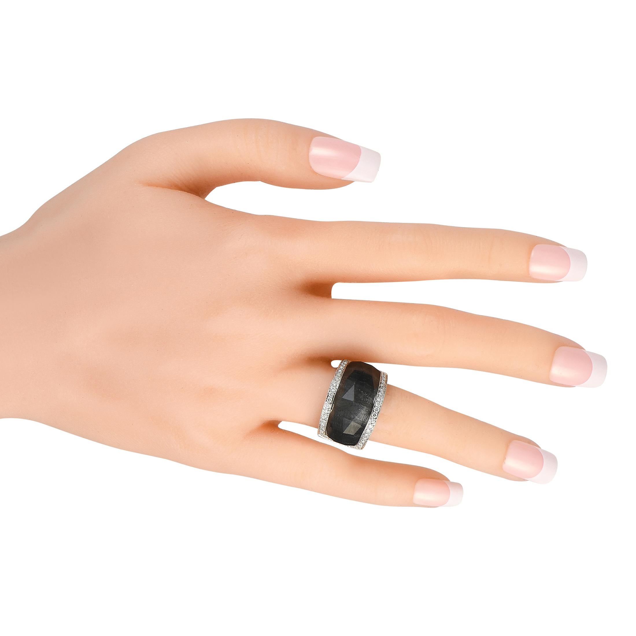 Round Cut Stephen Webster Crystal Haze 18K White Gold 0.60ct Diamond and Crystal Ring For Sale
