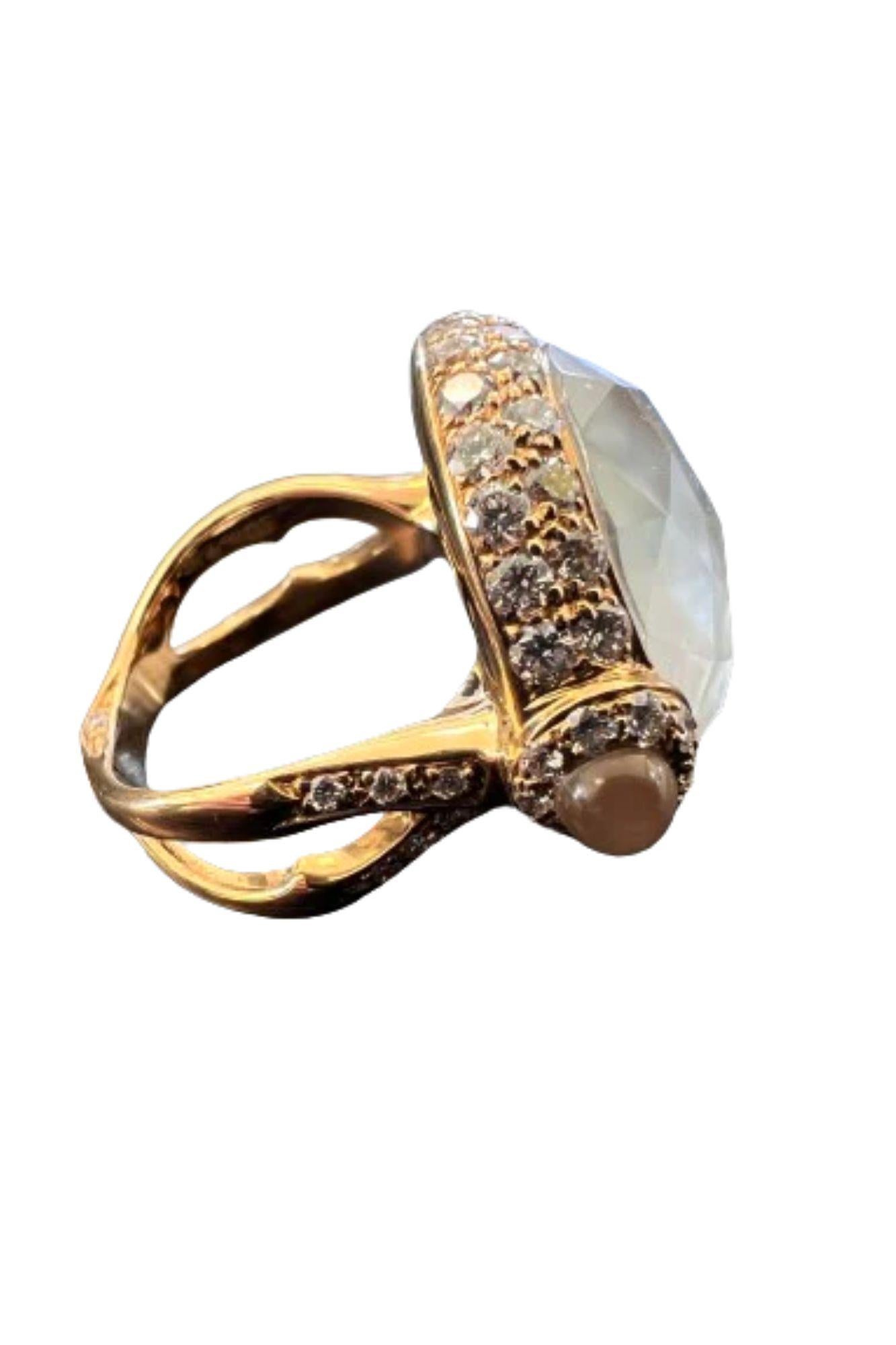 Modern Stephen Webster Crystal Haze Bullet  Diamonds Yellow Gold Ring For Sale