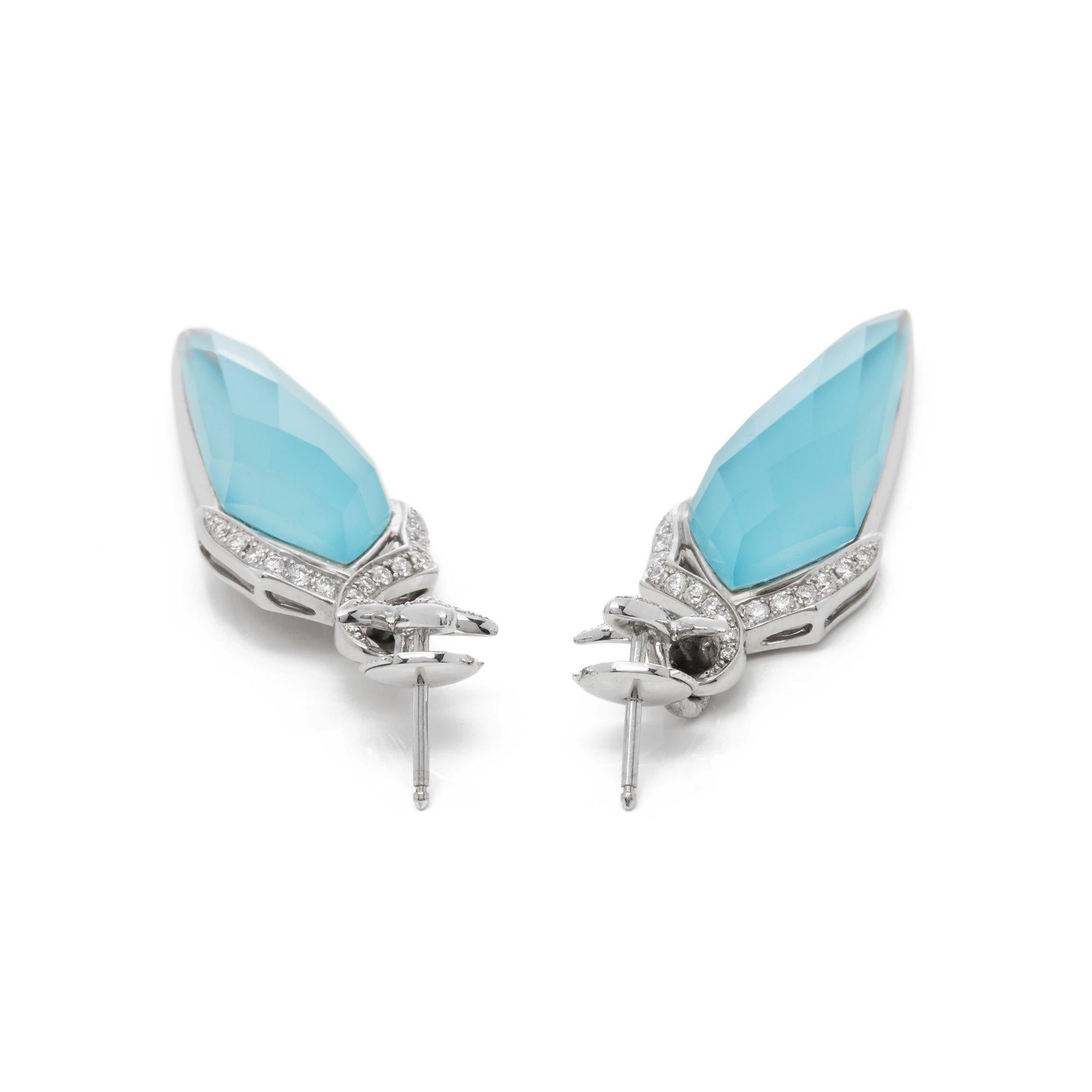 Stephen Webster Crystal Haze White Gold Turquoise Quartz and Diamond Earrings In Excellent Condition In Bishop's Stortford, Hertfordshire
