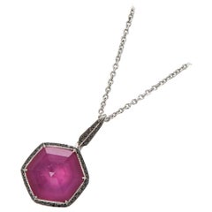 Stephen Webster Deco Haze 18ct White Gold Ruby Quartz and Black Diamond Pendant