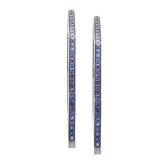 Stephen Webster Deco Women's White Gold Black Diamond and Sapphire Hoop Earrings