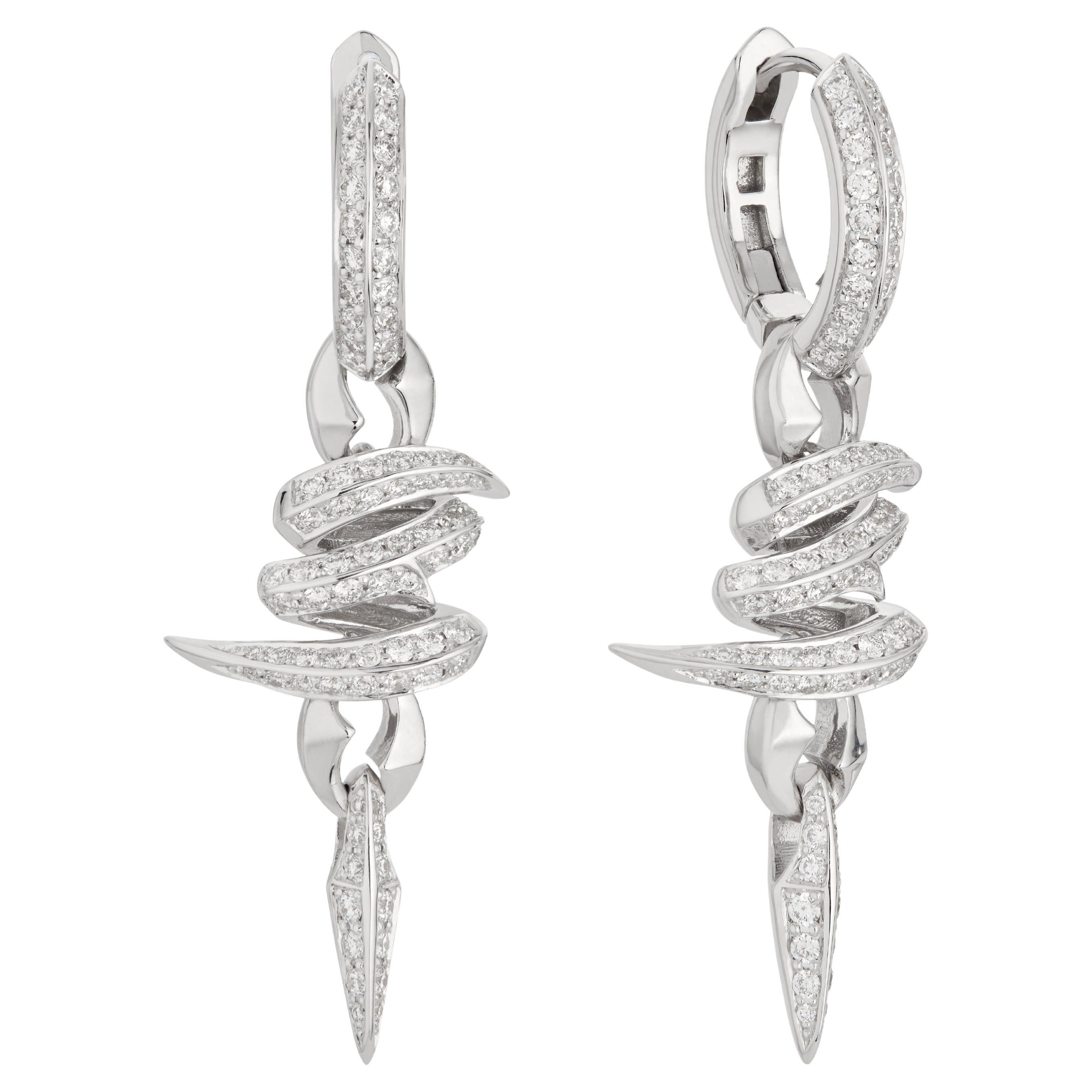 Stephen Webster Pendientes de diamantes Espina Abrazo Nudo Entrelazado oro blanco en venta