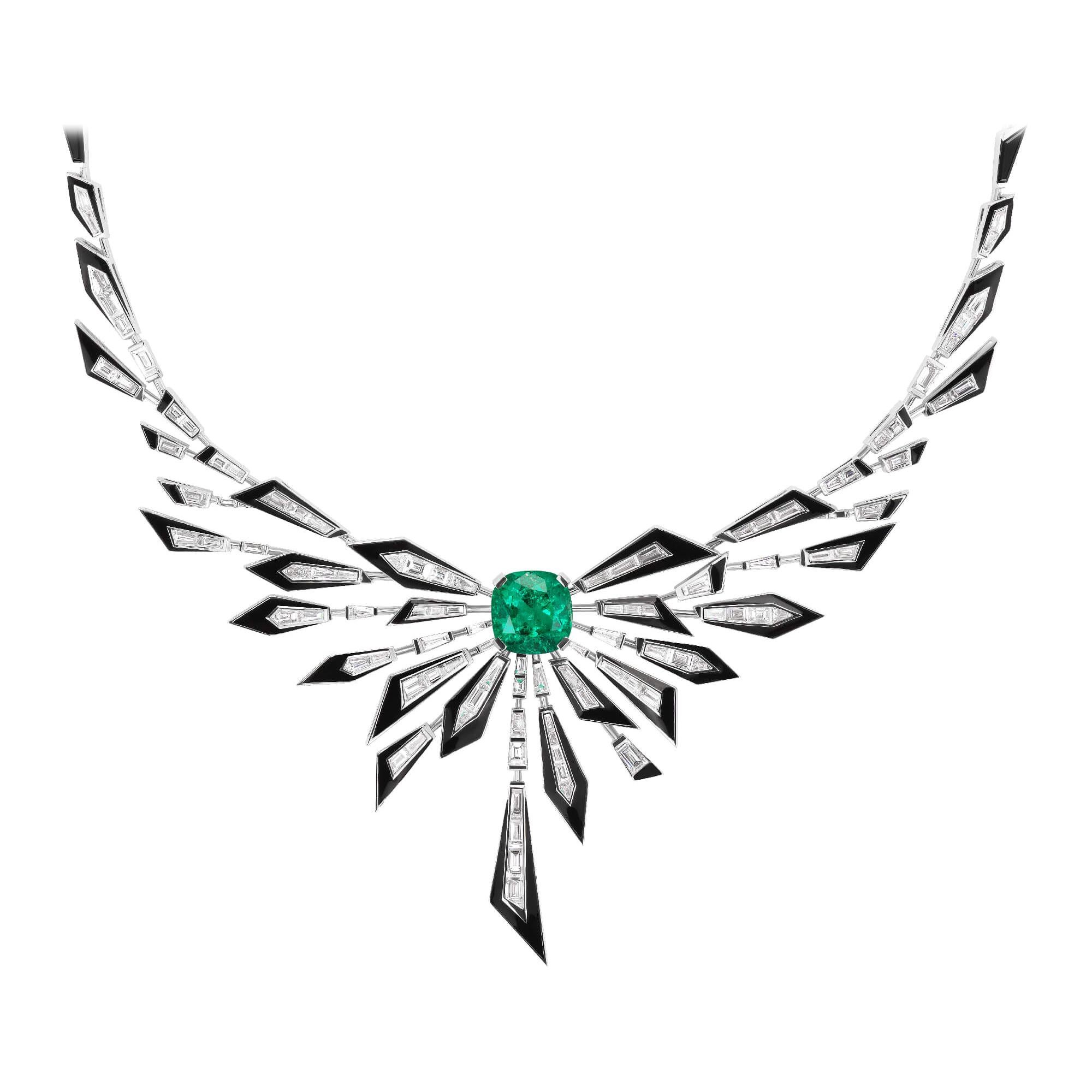 Stephen Webster Dynamite Damage is Already Done Diamond and Emerald Necklace For Sale