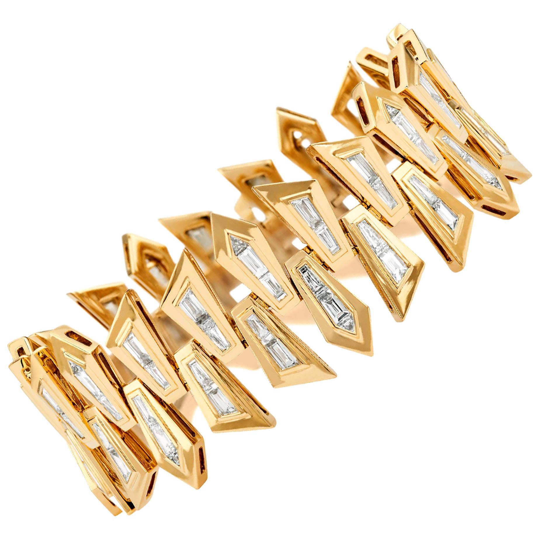 Stephen Webster Dynamite Shattered White Diamond and 18 Karat Gold Bracelet