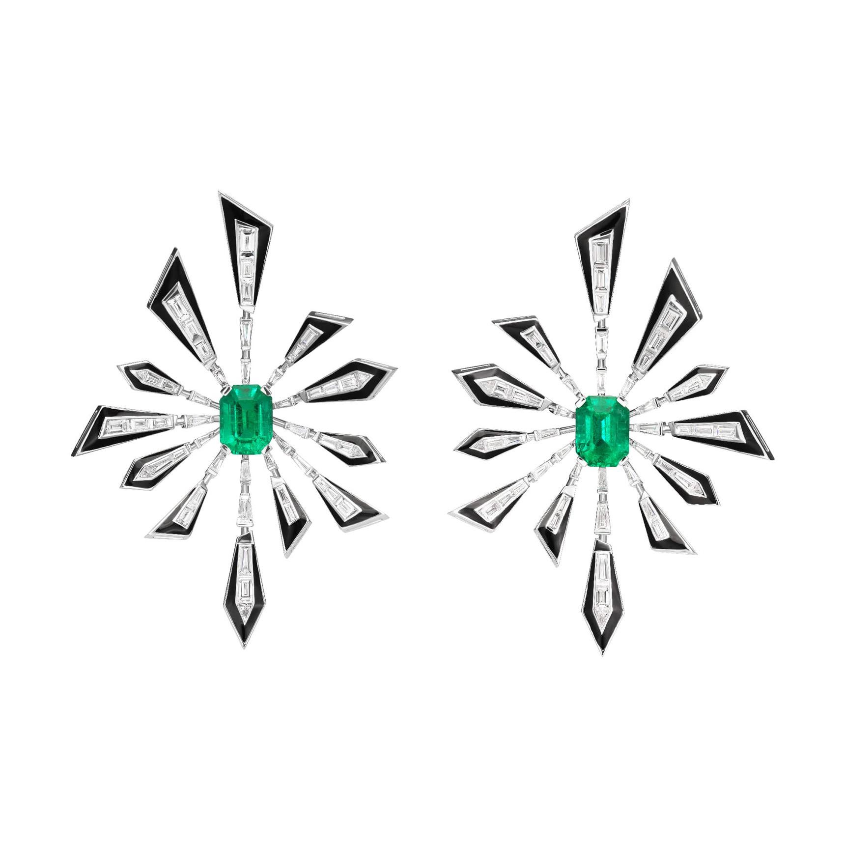 Stephen Webster Dynamite White Gold and Emerald Damage is Already Done Earrings