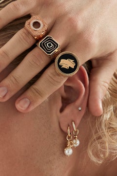 Stephen Webster England Made Me 18 Carat Rose Gold and White Diamond Signet Ring