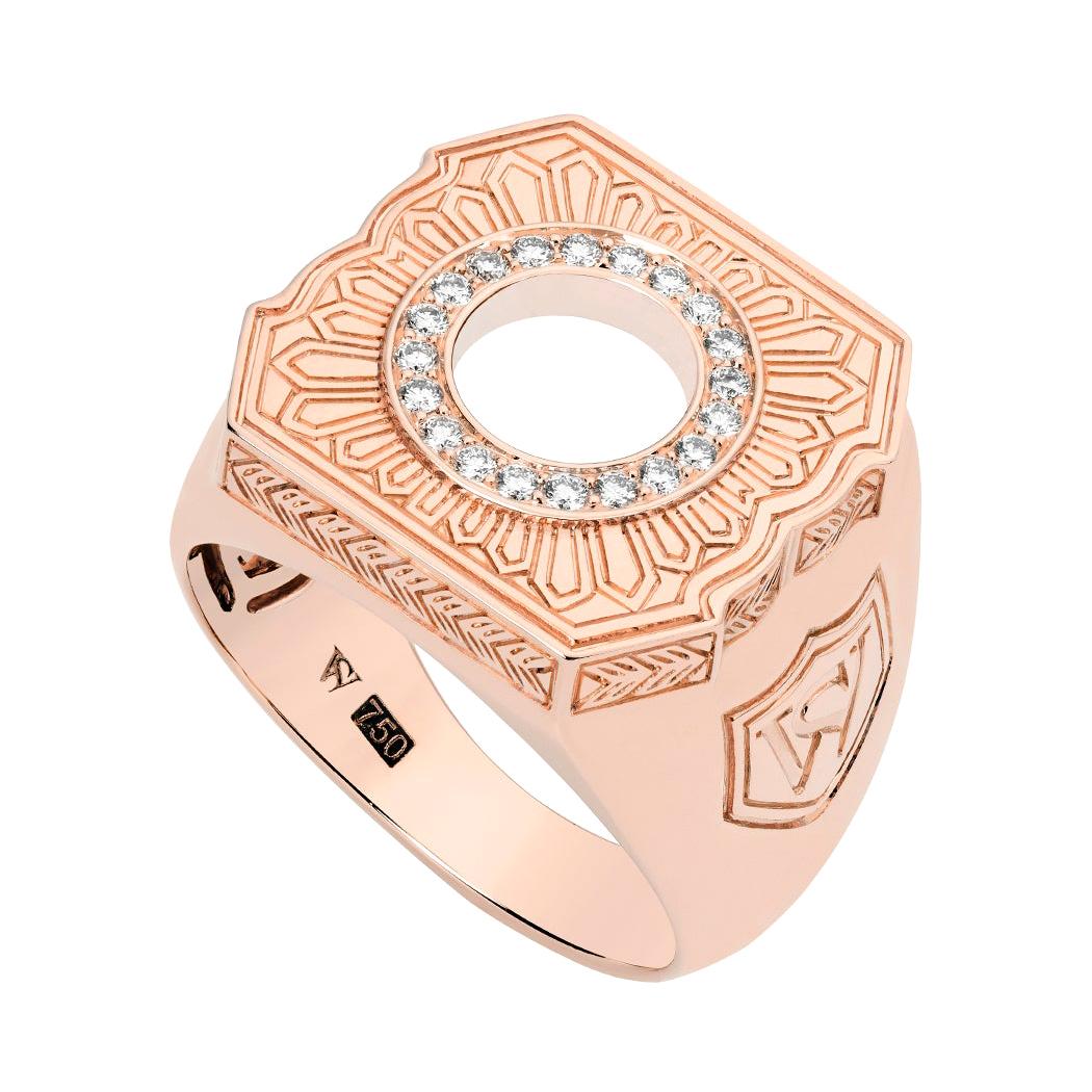 For Sale:  Stephen Webster England Made Me 18 Carat Rose Gold and White Diamond Signet Ring