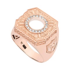 Stephen Webster England Made Me Bague sigillaire en or rose 18 carats et diamants blancs