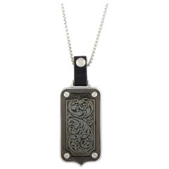 Stephen Webster England Made Me Silver and Black Rhodium Mother of Pearl Dog Tag
