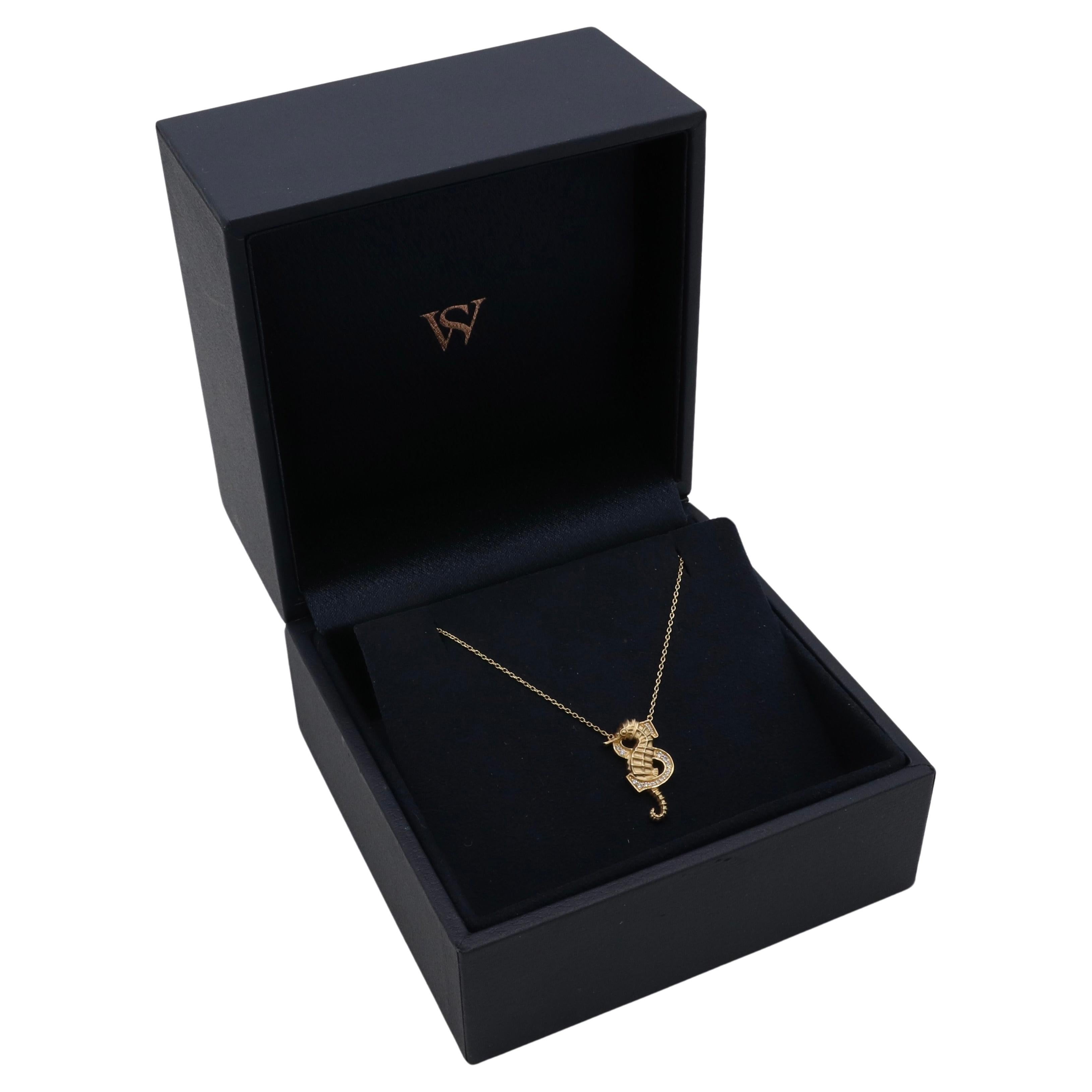 Women's Stephen Webster Fish Tales S is for Seahorse Gold & Natural Diamond Necklace For Sale