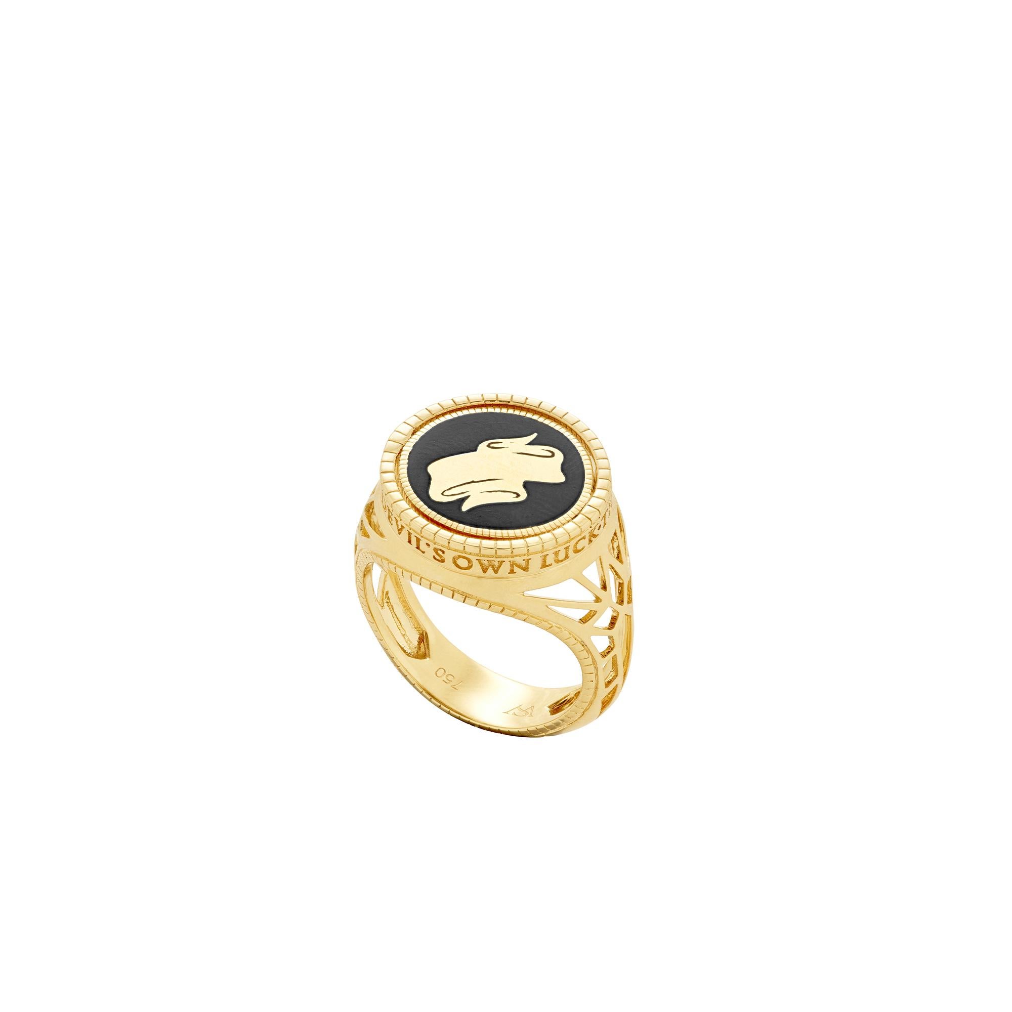 Stephen Webster Flipside Sovereign 18 Carat Gold and Black Enamel Pinky Ring 2
