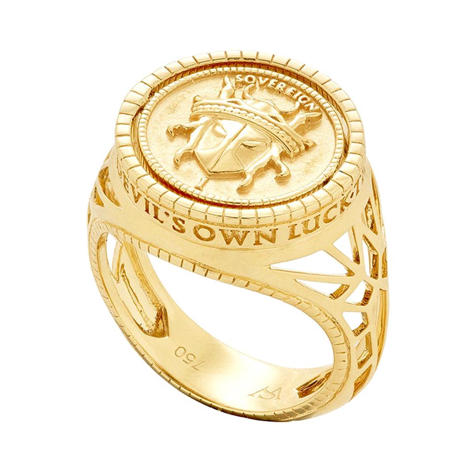 Stephen Webster Flipside Sovereign 18 Carat Gold and Black Enamel Pinky Ring
