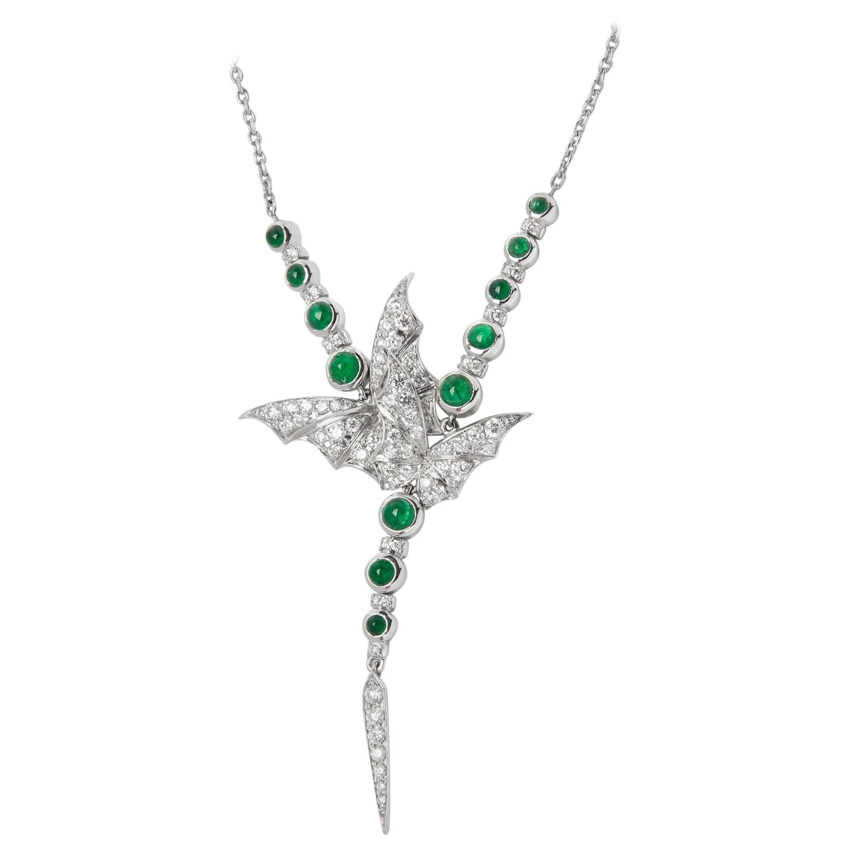 Stephen Webster Fly by Night 18 Carat Gold Diamond and Emerald Necklace