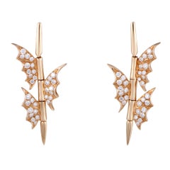 Stephen Webster Fly by Night 18 Karat Rose Gold Diamond Pave Dangle Earrings