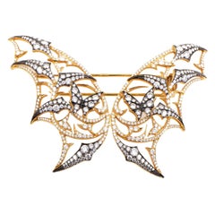 Stephen Webster Fly by Night 18 Karat Yellow Gold Diamond Batmoth Brooch