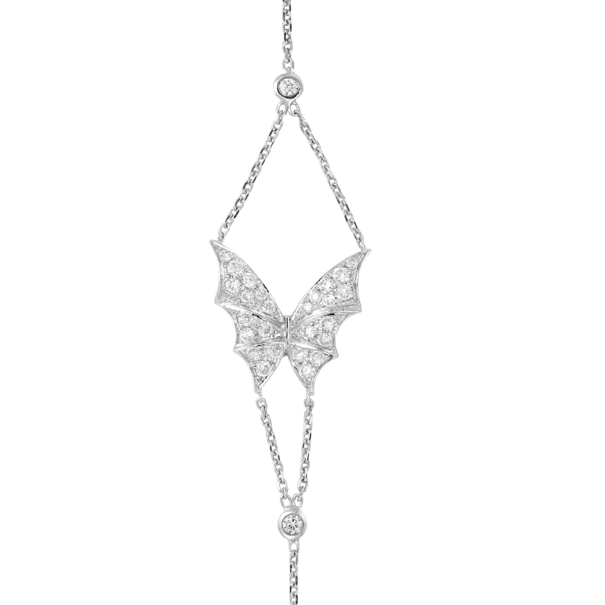 Masterfully handcrafted in 18ct white gold and 0.23 carat white diamond pavé, this 'Fly By Night' Pavé Bracelet is inspired by the nocturnal winged creatures that dwell in the mysterious depths of forests. Effortlessly style for day or evening wear,