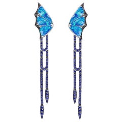 Stephen Webster Fly by Night Black Opalescent Crystal Haze and Diamond Earrings