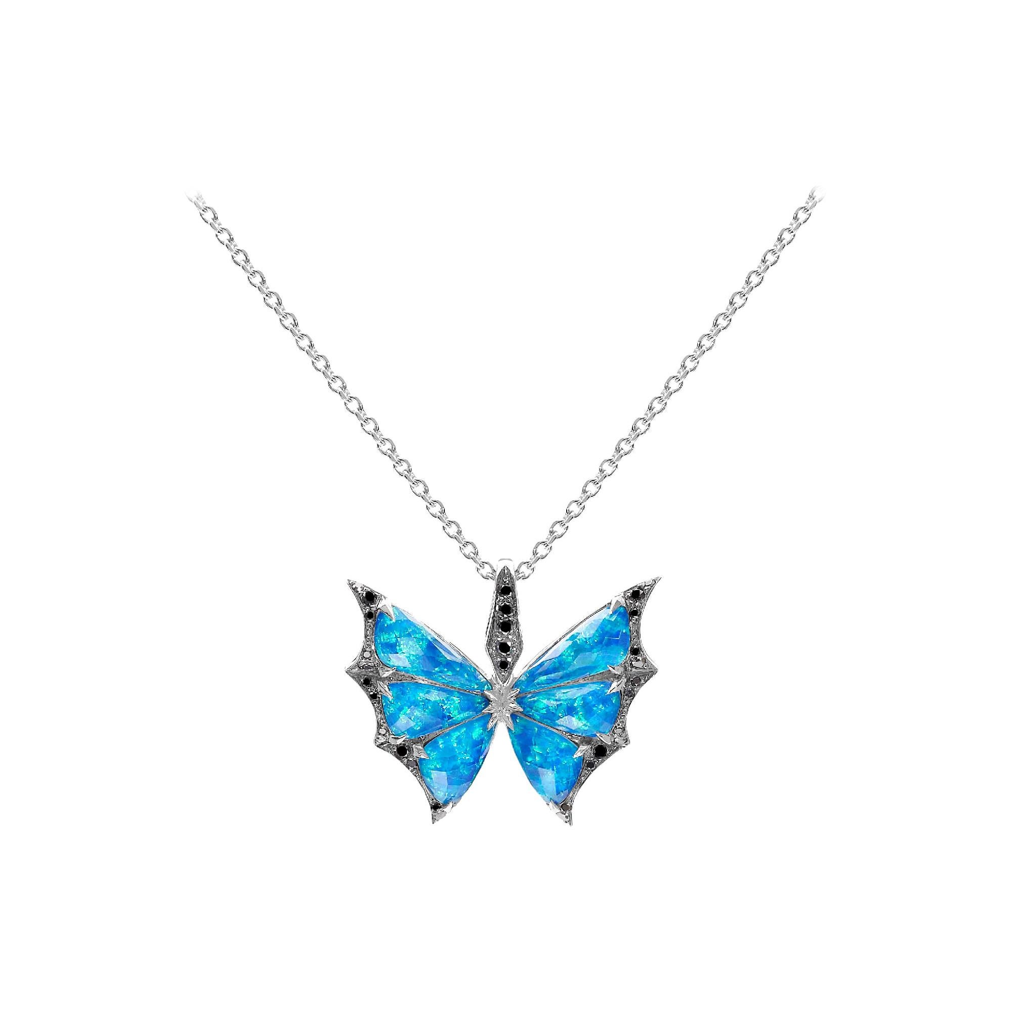 Stephen Webster Fly by Night Black Opalescent Crystal Haze and Diamond Pendant For Sale