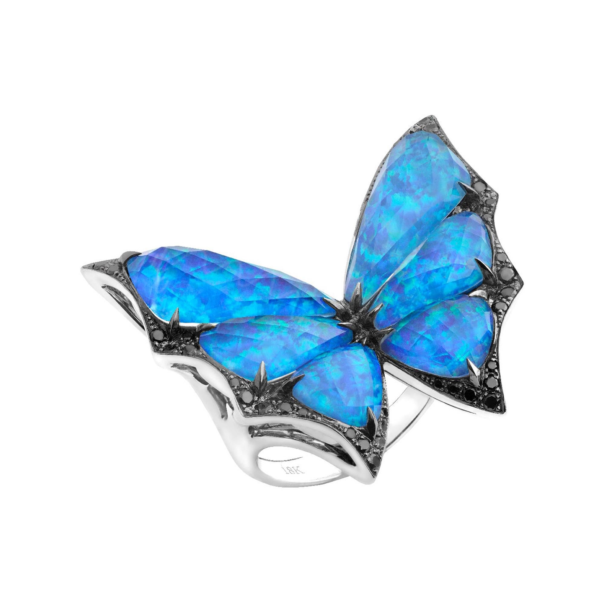 Stephen Webster Fly by Night Black Opalescent Crystal Haze & Diamond Large Ring