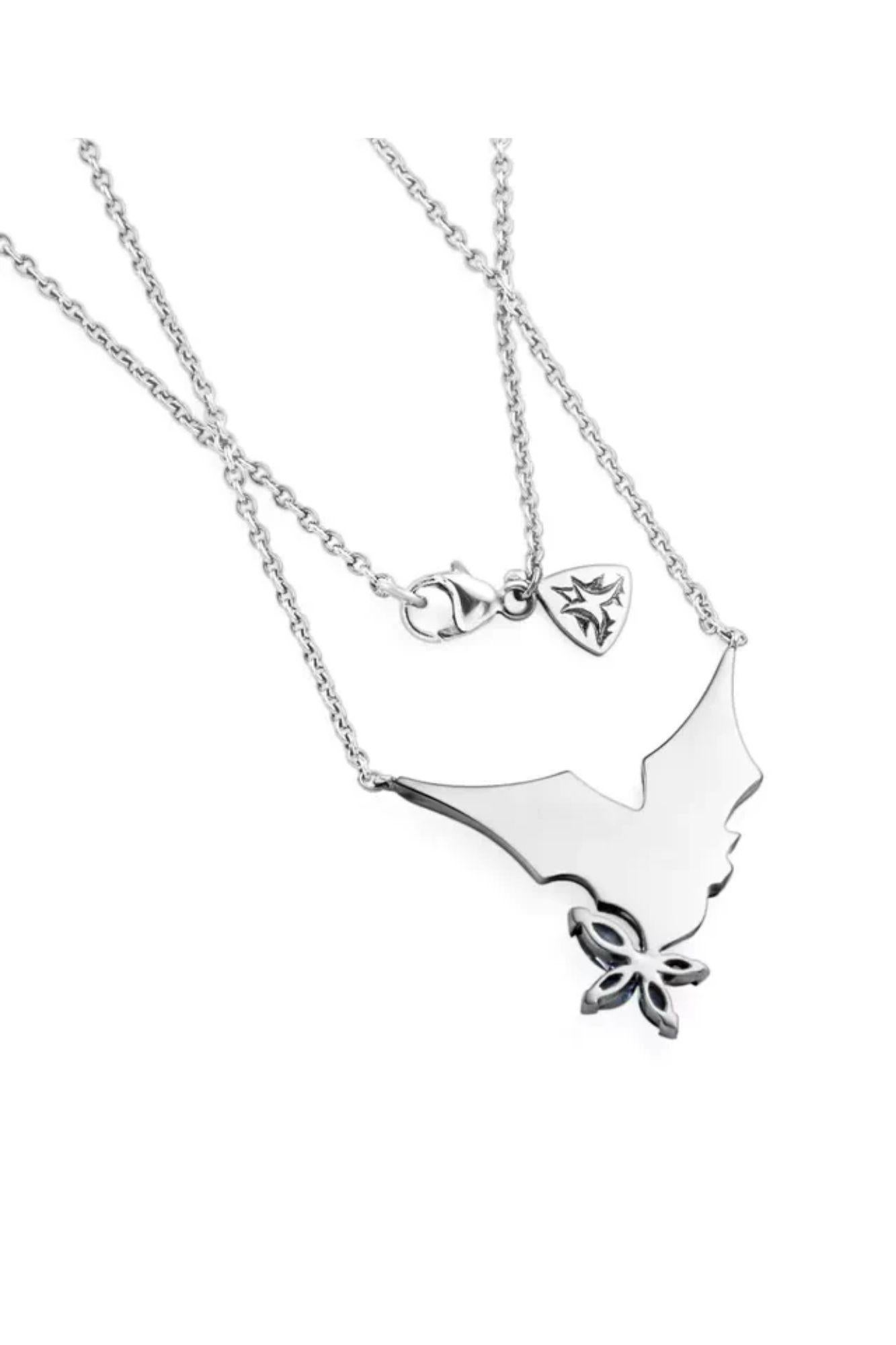 Modern Stephen Webster Bat Pend Black and Blue Sappphires White Gold Pendant For Sale