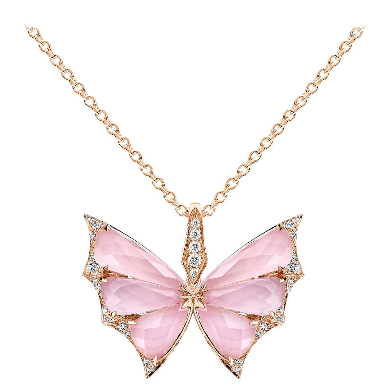Stephen Webster Fly by Night Pink Opal Crystal Haze and White Diamond Pendant