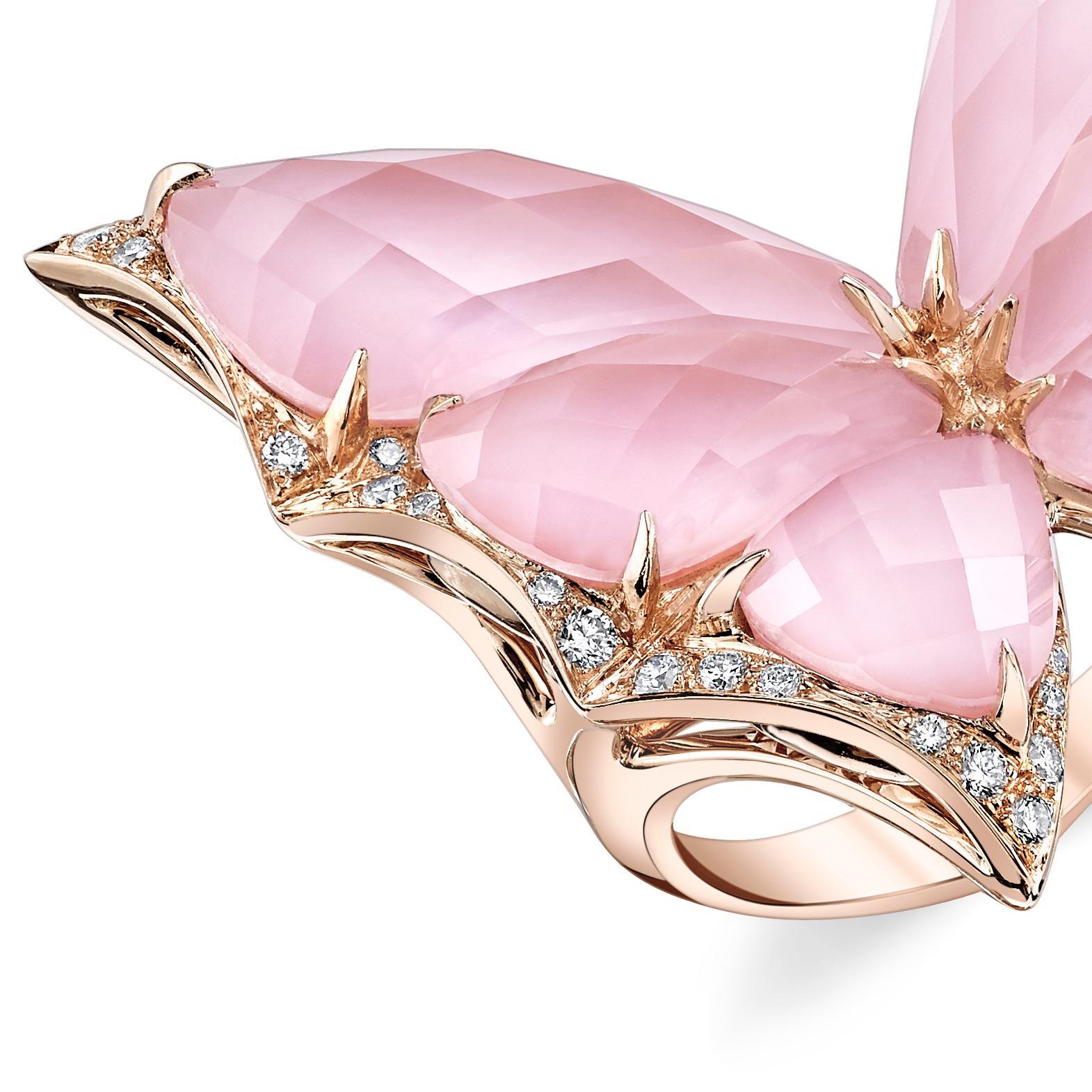 Stephen Webster Fly by Night Pink Opal Crystal Haze and White Diamond Ring 2