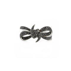 Stephen Webster Forget Me Knot 18ct White Gold Black Diamond Small Bow Ring
