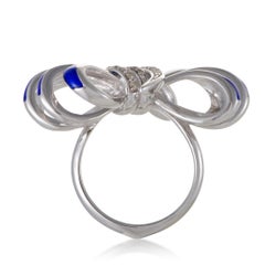 Stephen Webster Forget Me Knot Enameled Silver and Diamond Bow Ring